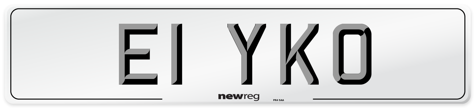 E1 YKO Number Plate from New Reg